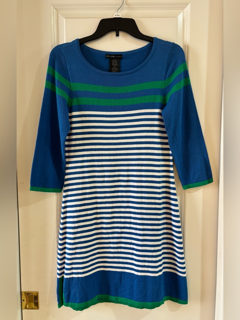 Design History Blue Striped Knit Sweater Dress Small